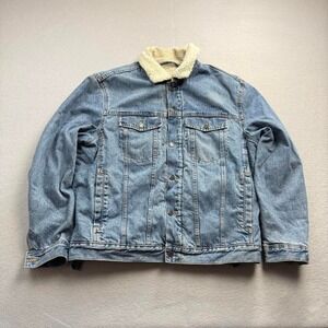 H&M Sherpa Lined Denim Jacket Light Wash Trucker Jacket